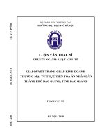 Giải quyết tranh chấp kinh doanh thương mại từ thực tiễn toà án nhân dân thành phố bắc giang, tỉnh bắc giang  