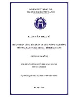 Hoàn thiện công tác quản lý giải phóng mặt bằng trên địa bàn thành phố bắc giang   tỉnh bắc giang  