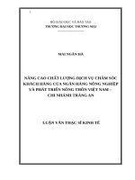 Nâng cao chất lượng dịch vụ chăm sóc khách hàng của Ngân hàng Nông nghiệp và Phát triển nông thôn Việt Nam  Chi nhánh Tràng An