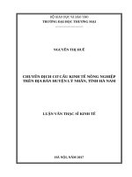 Chuyển dịch cơ cấu kinh tế nông nghiệp trên địa bàn huyện Lý Nhân, tỉnh Hà Nam