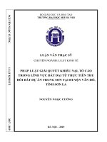 Pháp luật giải quyết khiếu nại, tố cáo trong lĩnh vực đất đai từ thực tiễn thu hồi đất dự án trung sơn tại huyện vân hồ, tỉnh sơn la  