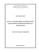 Quản lý thu bảo hiểm xã hội bắt buộc tại Bảo hiểm xã hội huyện Bình Lục, tỉnh Hà Nam