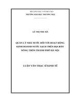 Quản lý Nhà nước đối với hoạt động kinh doanh nước sạch trên địa bàn nông thôn TP Hà Nội