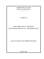 PHÁT TRIỂN CHO VAY TIÊU DÙNG TẠI NGÂN HÀNG HỢP TÁC XÃ – CHI NHÁNH HÀ TÂY