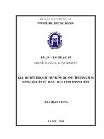 Giải quyết tranh chấp kinh doanh thương mại bằng tòa án từ thực tiễn tỉnh thanh hóa  