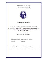 Nâng cao năng lực quản lý của đội ngũ cán bộ cấp trung tại công ty TNHH dịch vụ và đào tạo hà nội  
