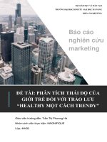 Báo cáo nghiên cứu marketing định tính đề tài " thái độ giới trẻ đối với trào lưu healthy một cách trendy"