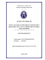 Nâng cao chất lượng dịch vụ khám chữa bệnh theo yêu cầu của bệnh viện đa khoa tỉnh ninh bình  