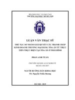 Thủ tục sơ thẩm giải quyết các tranh chấp kinh doanh thương mại bằng tòa án từ thực tiễn tại tòa án ở thái bình 
