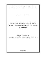 Giải quyết việc làm của nông dân ngoại thành hà nội trong quá trình đô thị hóa