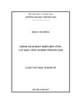 Chính sách phát triển bền vững các Khu công nghiệp tỉnh Hà Nam