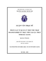 Pháp luật về quản lý thuế thu nhập doanh nghiệp từ thực tiễn tại cục thuế tỉnh bắc giang 