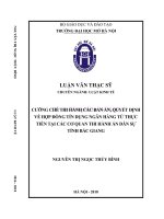 Cưỡng chế thi hành các bản án, quyết định về hợp đồng tín dụng ngân hàng từ thực tiễn tại các cơ quan thi hành án dân sự tỉnh bắc giang  