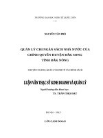 Luận văn thạc sỹ - Quản lý chi ngân sách nhà nước của chính quyền huyện Đăk Song tỉnh Đăk Nông