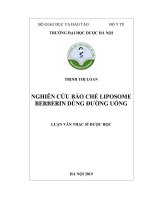 Nghiên cứu bào chế liposome berberin dùng đường uống