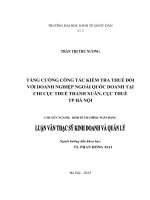 Luận văn thạc sỹ - Tăng cường công tác kiểm tra thuế đối với doanh nghiệp ngoài quốc doanh tại chi cục thuế quận Thanh Xuân, cục thuế TP Hà Nội