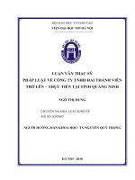 Pháp luật về công ty TNHH hai thành viên trở lên, thực tiễn tại tỉnh quảng ninh   