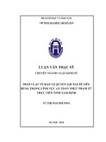 Pháp luật về bảo vệ quyền lợi người tiêu dùng trong lĩnh vực an toàn thực phẩm từ thực tiễn tỉnh nam định  