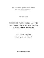 Luận văn thạc sỹ - Chính sách tạo động lực làm việc cho cán bộ, công chức cấp phường của thành phố Hải Phòng