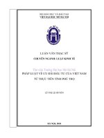 Pháp luật về ưu đãi đầu tư của việt nam từ thực tiễn tỉnh phú thọ  