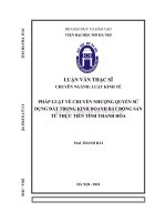 Pháp luật về chuyển nhượng quyền sử dụng đất trong kinh doanh bất động sản từ thực tiễn tỉnh thanh hóa  