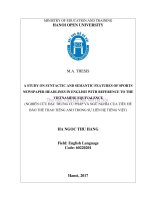 A study on syntactic and semantic features of sports newspaper headlines in english with reference to vietnamese equivalents  