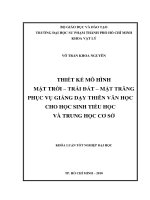 THIẾT KẾ MÔ HÌNH MẶT TRỜI – TRÁI ĐẤT – MẶT TRĂNG PHỤC VỤ GIẢNG DẠY THIÊN VĂN HỌC CHO HỌC SINH TIỂU HỌC VÀ TRUNG HỌC CƠ SỞ