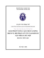 Giải pháp nâng cao chất lượng dịch vụ bộ phận lễ tân tại khách sạn melia hà nội  