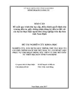 NGHIÊN CỨU, XÂY DỰNG QUY TRÌNH, THỦ TỤC ĐẦU TƯ;CƠ CHẾ CHÍNH SÁCH THU HÚT ĐẦU TƯ; CƠ SỞ DỮ LIỆUPHỤC VỤ CHO HOẠT ĐỘNG XÚC TIẾN VÀ THU HÚT ĐẦUTƯ TRÊN ĐỊA BÀN TỈNH NAM ĐỊNH