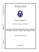 Giải quyết tranh chấp kinh doanh, thương mại bằng tòa án từ thực tiễn tỉnh hà nam  