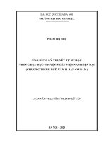 Ứng dụng lí thuyết tự sự học trong dạy học truyện ngắn việt nam hiện đại (chương trình ngữ văn 11 ban cơ bản) 