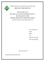 PHÂN TÍCH THIẾT KẾ HỆ THỐNG ĐỀ TÀI QUẢN LÝ QUÁN CAFE