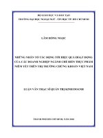 Nhân tố ảnh hưởng đến hiệu quả hoạt động của doanh nghiệp CBTP 