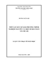 Tiếp cận sơ cấp giải phương trình nghiệm nguyên và một số bài toán về ước số 