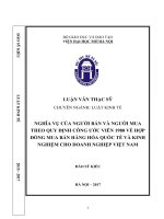 Nghĩa vụ của người bán và người mua theo quy định của công ước viên 1980 về hợp đồng mua bán hàng hóa quốc tế và kinh nghiệm cho doanh nghiệp việt nam  