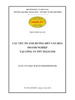 Yếu tố ảnh hưởng đến văn hóa doanh nghiệp tại cty PFT 