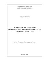 Tích hợp giáo dục kĩ năng sống cho học sinh lớp 6 thông qua dạy học văn bản truyện hiện đại việt nam 