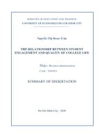 SỰ gắn kết CỦA SINH VIÊN VÀ mối QUAN hệ với CHẤT LƯỢNG CUỘC SỐNG đại HỌC tt tiếng anh 