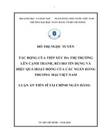 Tác động của tiếp xúc đa thị trường lên cạnh tranh, rủi ro tín dụng và hiệu quả hoạt động của các ngân hàng thương mại Việt Nam