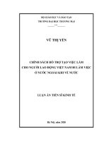 Chính sách hỗ trợ tạo việc làm cho người lao động việt nam đi làm việc ở nước ngoài khi về nước 