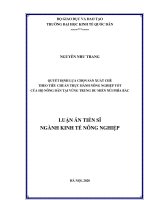 Quyết định lựa chọn sản xuất chè theo tiêu chuẩn thực hành nông nghiệp tốt (GAP) của hộ nông dân vùng Trung du miền núi phía Bắc