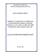 Nghiên cứu ảnh hưởng của thông tin lợi thế thương mại đến giá trị thị trường của các công ty niêm yết trên thị trường chứng khoán Việt Nam