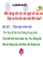 Luyện từ và câu Từ ngữ về các mùa Đặt và trả lời câu hỏi Khi nào Tiếng Việt lớp 2 tuần 19
