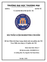 Bài thảo luận marketing căn bản phân tích thực trạng chính sách sản phẩm sữa TH true milk của công ty cổ phần sữa TH 
