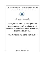 TÁC ĐỘNG của TIẾP xúc đa THỊ TRƯỜNG lên CẠNH TRANH, rủi RO tín DỤNG và HIỆU QUẢ HOẠT ĐỘNG của các NGÂN HÀNG THƯƠNG mại VIỆT NAM 