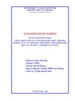 skkn PHÁT TRIỂN NĂNG lực vận DỤNG KIẾN THỨC CHO học SINH QUA các câu hỏi THỰC TIỄN PHẦN “THÀNH PHẦN hóa học của tế bào” – SINH học 10, cơ bản 