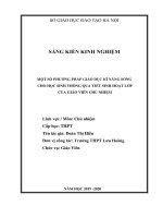 skkn một số PHƯƠNG PHÁP GIÁO dục kĩ NĂNG SỐNG CHO học SINH THÔNG QUA TIẾT SINH HOẠT lớp của GIÁO VIÊN CHỦ NHIỆM thpt 