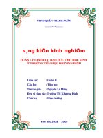 skkn QUẢN lý GIÁO dục đạo đức CHO học SINH ở TRƯỜNG TIỂU học 