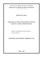 Các tội xâm phạm tình dục trẻ em trên địa bàn miền tây nam bộ  tình hình, nguyên nhân và phòng ngừa  tt tiếng anh 