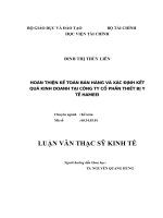 Luận văn thạc sỹ - Hoàn thiện kế toán bán hàng và xác định kết quả kinh doanh tại Công ty Cổ phần Thiết bị Y tế Hameei